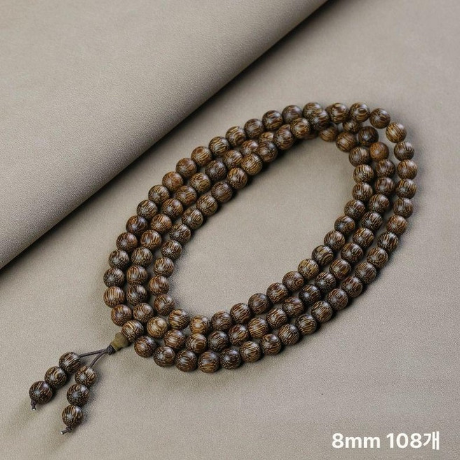베트남 나무 염주 팔찌 수제 합장주 불교 단주, 1개, 08mm 108개입 원형구슬