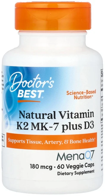 닥터스베스트 MenaQ7 및 비타민D3 비타민K2 MK-7 180mcg 베지 캡슐 60정, 1개 - 쿠팡