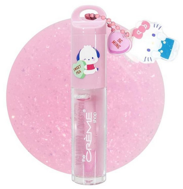 The Crème Shop x 헬로 키티와 친구들 x Sweethearts 틴트 립 오일 지속적인 수분 공급을 위한 호호바 오일 헬로 키티 참이 있는 키 체인의 립 오일, XOXO