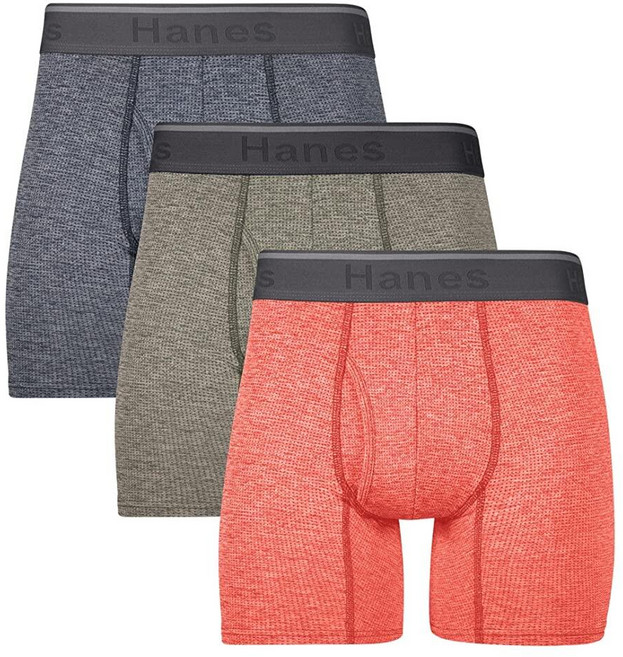 HANES Hanes 남성용 컴포트 플렉스 핏 통기성 스트레치 메시 복서 브리프 3팩 블루/그레이/인디고 379826