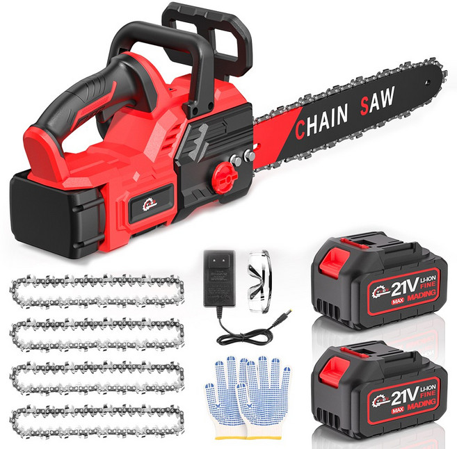 YUON 고출력 무선 전기톱 40cm 충전식 체인톱 21볼트, 1개