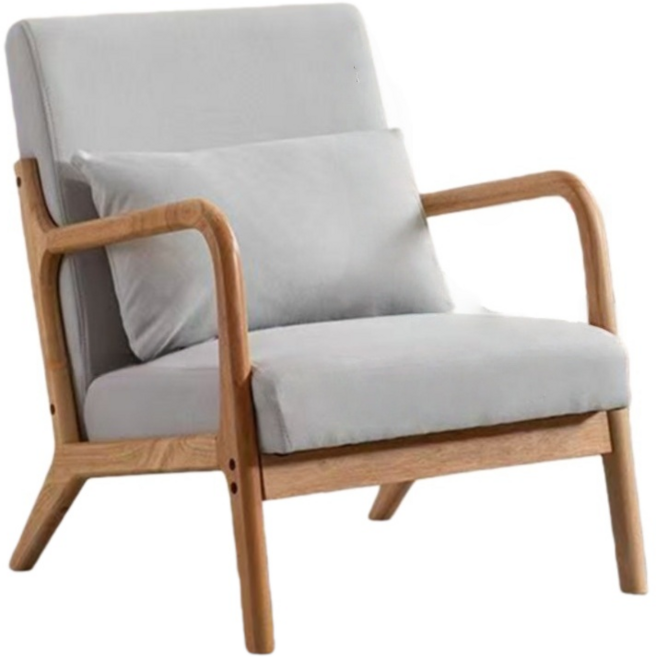 單人沙發椅 實木休閒椅 咖啡廳民宿專用接待椅, 米白色科技布【不可拆洗】, 1件