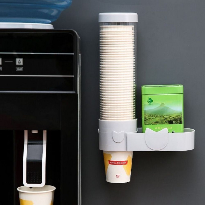 본생활 종이컵홀더 컵선반 종이컵 디스펜서 부착형, 1개, 화이트