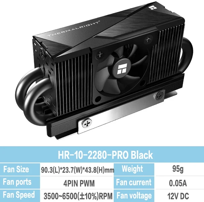 Thermalright HR-10 2280 M.2 SSD 히트 싱크 4 AGHP 파이프 베스트 라디에이터 써멀 패드 포함 PCI-E 5.0, 02 HR-10-2280-PRO-BK