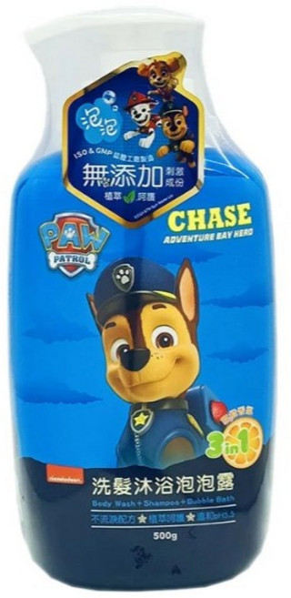 小媽咪團購趣 500g 台灣製造 洗澡一瓶搞定 三款可選, 1個, 汪汪隊洗甜橙香髮沐浴泡泡露(藍)