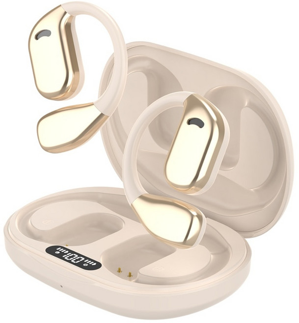 THOUSTA 귀걸이형 무선 블루투스 이어폰 오픈형 공기전도 고음질 노이즈 캔슬링 운동 게임용, 살색