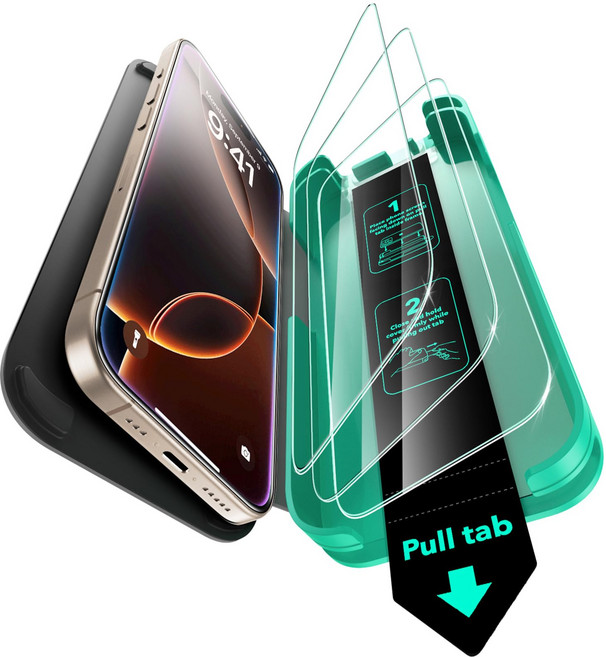 iPhone 16 Pro 9H phone16pro [3초에 완성·50kg 내충격]ESR 유리 필름 강화 유리