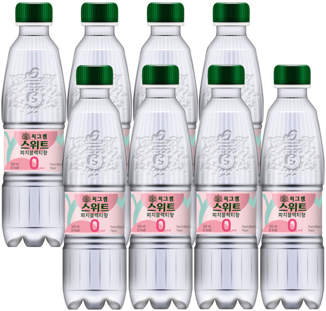 씨그램 탄산수 스위트피치블랙티향, 350ml, 8개