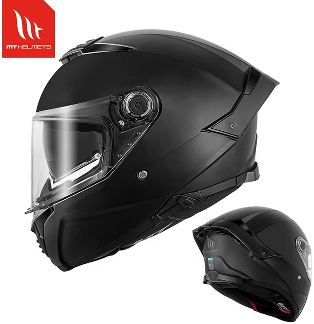 MTHELMETS 오토바이 헬멧 MT 썬더 4 SV 남녀 공용 듀얼 렌즈 풀페이스 모터바이크 레이싱 ECE 인증, 01 S, 12 Matte Black