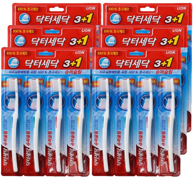 CJ라이온 닥터세닥 슈퍼슬림 칫솔 4입 극세모, 6개, 4개입