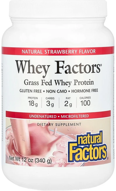 자연적 요인 유청 요인 풀먹임 유청 단백질 천연 딸기 12온스(340g), 자연적 요인, 유청 요인, 풀먹임 유청 단백질, 천연, 340g, 1개 - 쿠팡