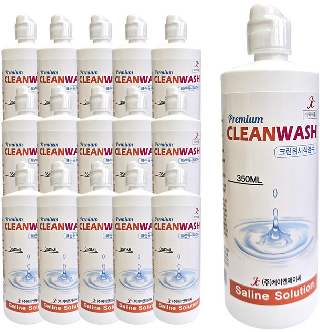 크린워시 렌즈 식염수 프리미엄식염수 렌즈세척액 렌즈세정액 렌즈용액, 15개, 350ml