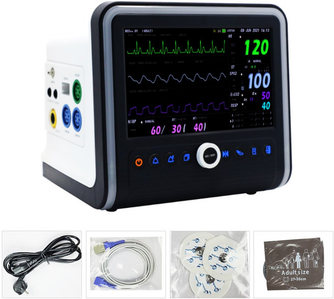국산 환자감시모니터 LCD 7인치 환자감시장치 ECG 심전도 병실 회복실, 1개, 1개입, 기본구성품 전용프린터포함