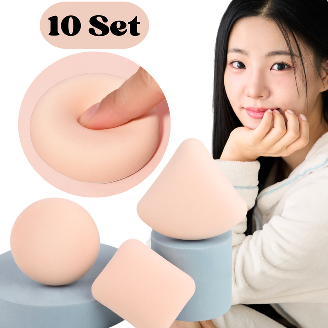 모찌 퍼프 아기궁둥이 대왕 케이스포함 10개 세트, 원형