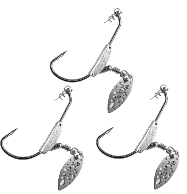 너츠 블레이드 훅 세트 실버 골드 배스 루어낚시 바늘세트, 1개, 3개입