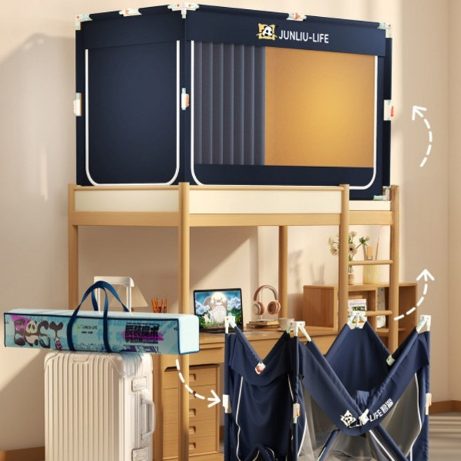 암막텐트 모기장 벙커 일체형 학생 기숙사용 캐노피 침대, 그린