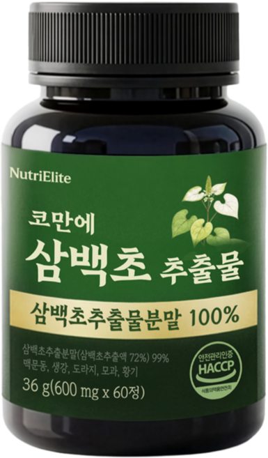 뉴트리엘리트 코만에 삼백초 추출물100% 식약청인증, 1개, 60정