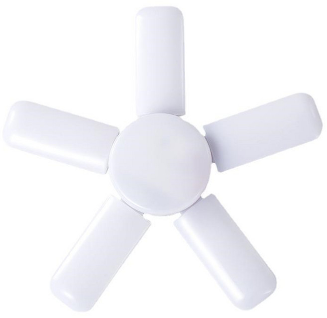 折疊LED燈 E27燈泡 工作燈, 1個, 暖光五葉【5+1】, 白色