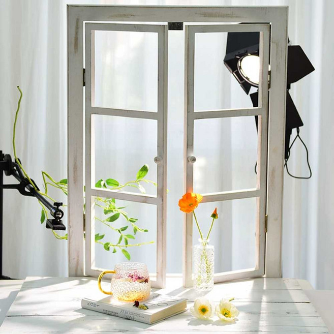 가짜 창문 소품 인테리어 장식 촬영 프레임 창틀 나무, Tianzi 창 + 양면 어둡고 밝은 시멘트