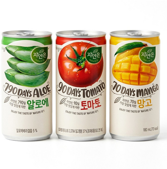 웅진 자연은 180ml 미니캔 알로에+토마토+망고 각 10개씩, 30개
