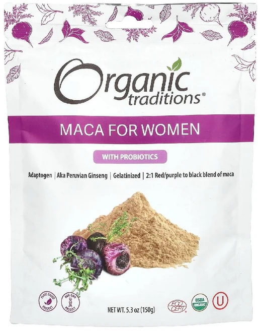 Organic Traditions 프로바이오틱 함유 여성용 마카 150g(5.3oz) Traditions (오가닉 트레디션), 150g, 1세트 - 쿠팡