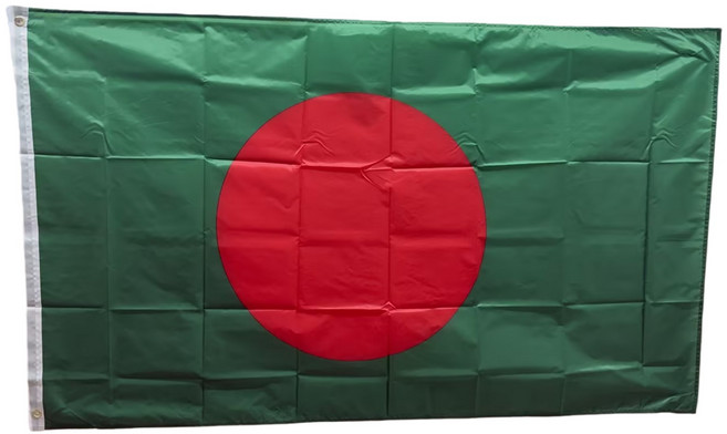 방글라데시 폴리에스터깃발 Bangladesh flag 90x150cm 구리고리 이중스티치, 1개, GREEN+RED