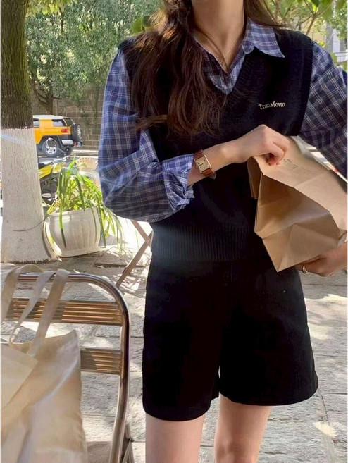 假二件襯衫針織美衫 #2829 - 質感設計 上課上班旅行適用