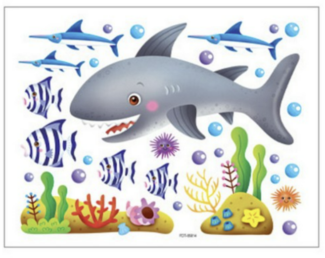 환타스틱스 펀 유니테크 스티커 FDT-85014 2p, 상어