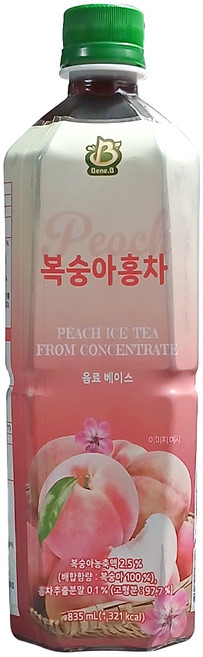 복숭아홍차 음료베이스 베네비(Bene.B), 1개, 835ml