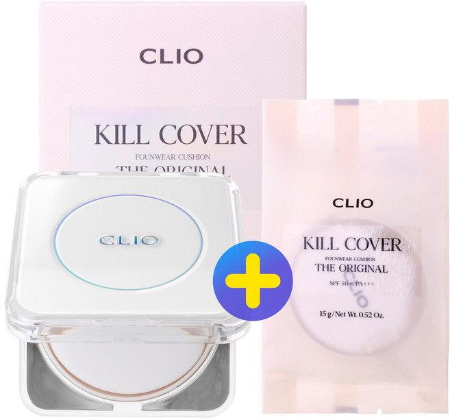 클리오 킬커버 / 킬 커버 파운웨어 쿠션 디 오리지널 기획세트 (본품+리필), 1개, 21N 리넨