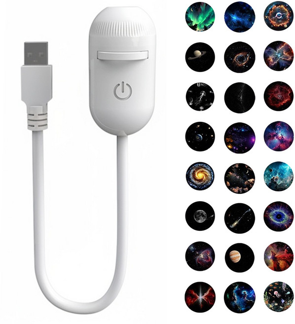 SALANGE USB 천장 별하늘 프로젝션 분위기 조명 수면등 무드등 플라네타리움 우주 천체투영 프로젝터, 본품+디스크 24