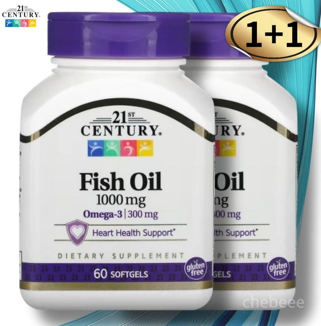 21st Century 21세기 센트리 피쉬 오일 Fish Oil 1000mg, 60정, 2개 - 쿠팡