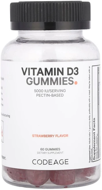 코드에이지 비타민D3 구미젤리 딸기 맛 5000IU 구미젤리 60개, 1개, 60정 - 쿠팡