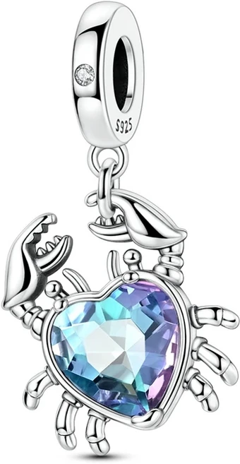 925 스털링 실버 매력 비즈 펜던트 바다 거북 해변 과일 쉘 블루 매력 DIY 여성 팔찌 쥬얼리 선물, 18 KTC1627