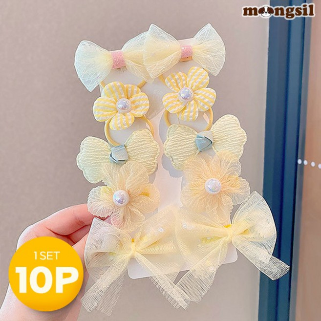 몽실이 쉬폰리본 밴드+헤어핀 10P