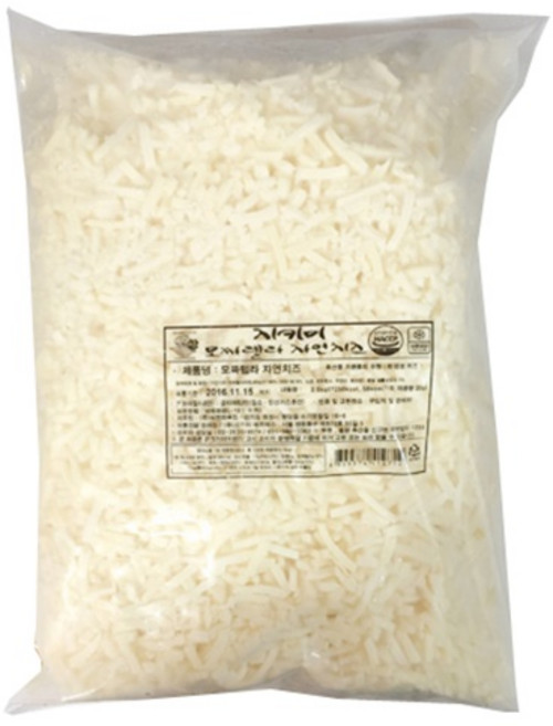 지키미 모짜렐라자연치즈2.5kg/치즈/슬라이스치즈/모짜렐라치즈/냉동치즈/피자치즈/샐러드치즈/안주/모짜렐라99% 반경성99% 자연치즈/씨앤푸드, 2.5kg, 1개