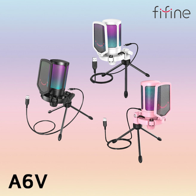FIFINE A6V ASMR 유튜브 게이밍 PC 유선 콘덴서 홈레코딩 방송용 마이크, A6V (유선) 핑크