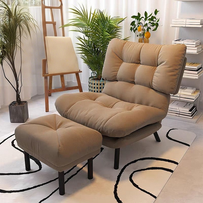 1인용 소파 의자 푹신한 쿠션 라운지 체어 북유럽 거실 원룸 리클라이너 의자, M03+발받침