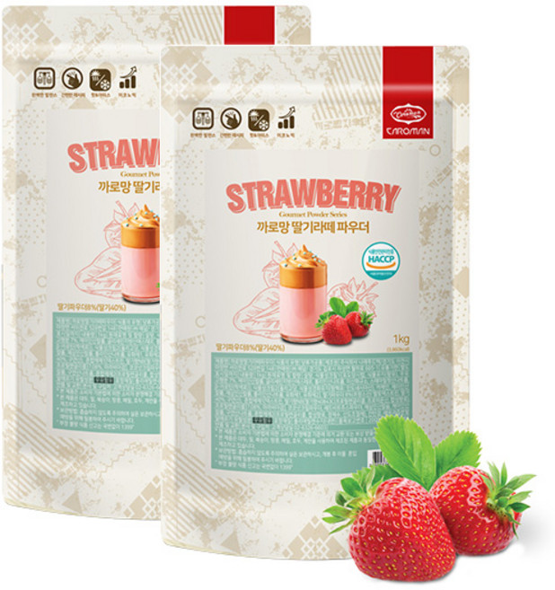 까로망 딸기라떼 파우더 1kg 2개세트, 2개, 1개