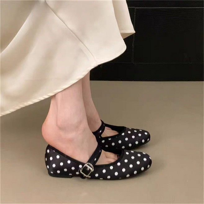 TKX 여성용 레트로 플랫 메리제인 슈즈 편안한 라운드토 스트랩 디자인 다양한 패턴 데일리 캐주얼 단화