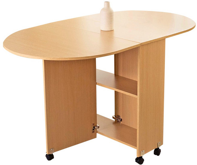 샵472 확장형 접이식 이동식 식탁 테이블 책상 조립형 조립 필요 제품, 브라운