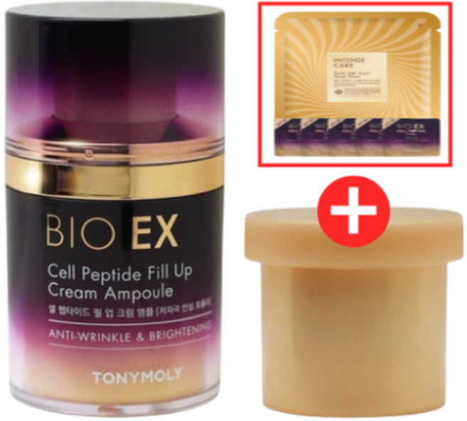 토니모리 바이오 이엑스 셀 펩타이드 필업 크림 앰플 (영양크림 고보습 주름 미백 기능성)본품 50ml+리필 30ml + 마스크팩 1장 크림샘플 5장, 80g, 1개