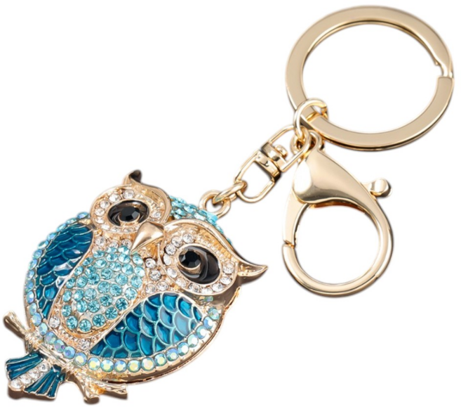 리파니 재물과 복을부르는 행운 큐빅 부엉이 키링, 블루