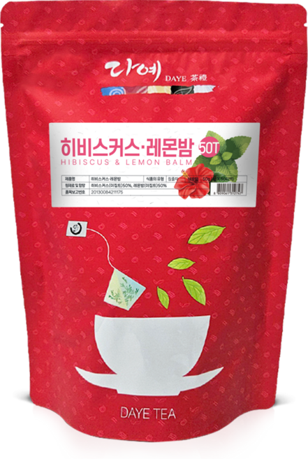 [본사직영] 다예 맛있는 히비스커스 레몬밤차 생분해 삼각티백, 10개, 50개입, 1g