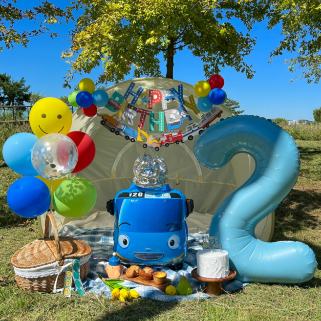 타요 생일풍선 두돌생일상 생일파티세트, 2, 레인보우