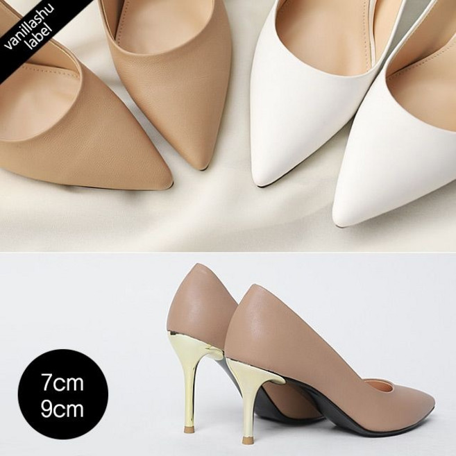 로퍼 구두 신발 바닐라슈 국내수제 러빙유 스무스누벅 베이직 골드메탈힐 펌프스(7cm 9cm)