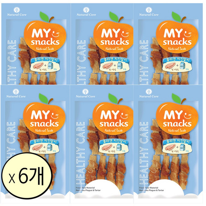 네츄럴코어 강아지 콜라겐치킨말이껌 (우유/딸기/치즈/황태/연어)53g x 6개+치즈춥스1P, 콜라겐치킨말이(우유), 53g, 6개