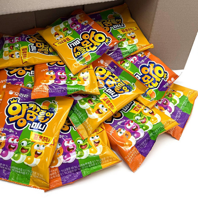 오리온 왕꿈틀이 미니 프루츠믹스 젤리 18개 (개별포장) 대용량, 1, 75g