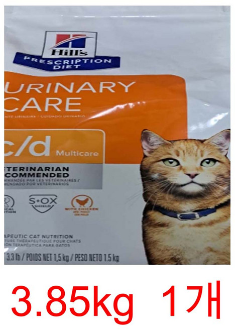 힐스 cd 고양이 처방사료 cd c/d 유리너리 3.85kg, 1개, 3850g, 닭