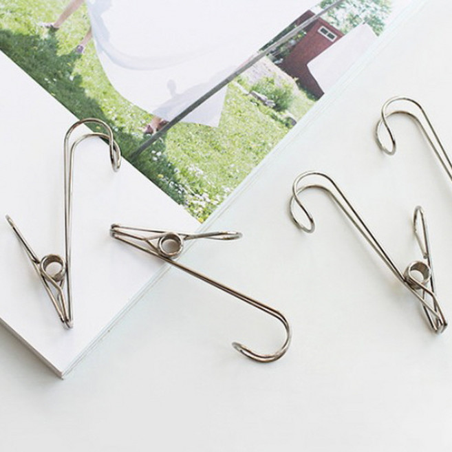 퍼니싱굿즈 집어주고 걸어주는 스텐 고리집게, 1개